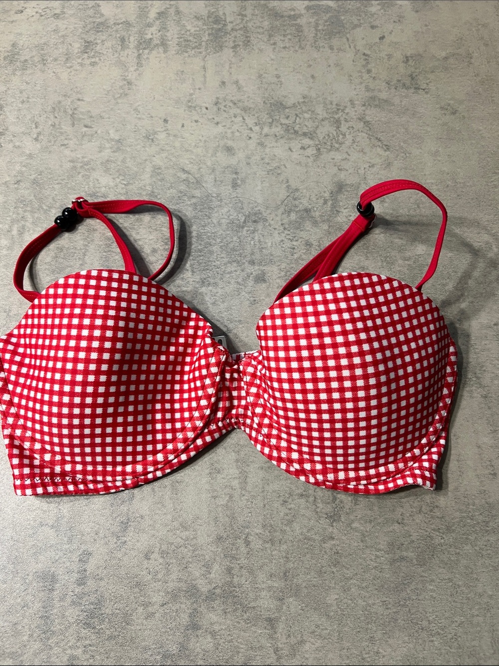 La Vie En Rose Red and White Gingham Bikini Top